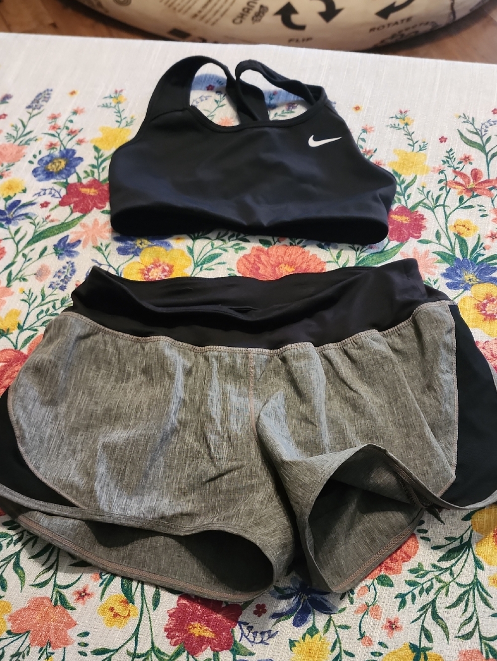 Nike Black Sports Bra with Gray Running Shorts Set